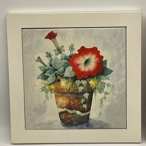 Annie LaPoint, Framed Floral Pictures, Petunias and Pansies on Ceramic Tiles